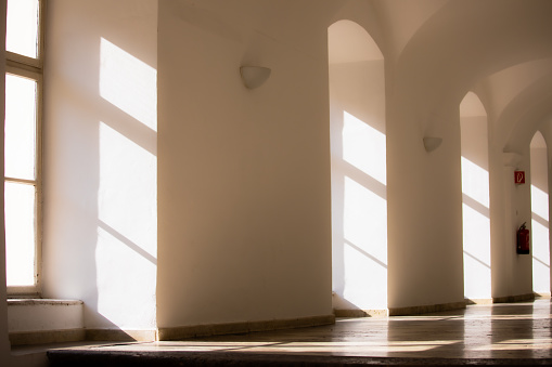 Light and Shadow on Corridor Through Window