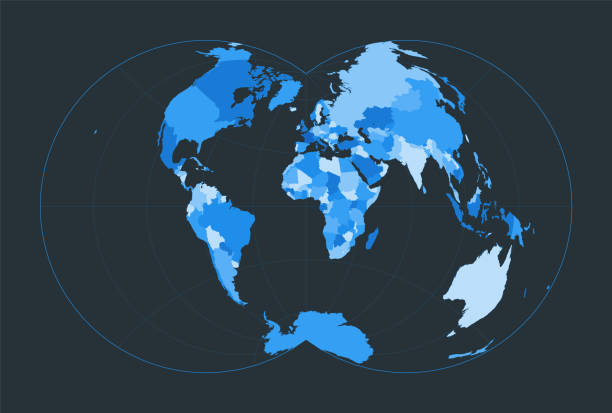 istock World Map. Nicolosi globular projection. Futuristic world illustration for your infographic. Nice blue colors palette. Modern vector illustration. 1933538083