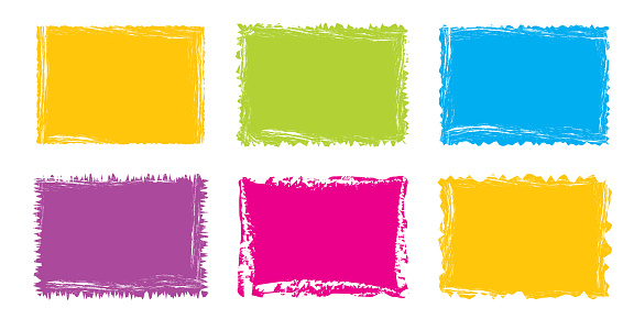 Jagged rectangle. Bright color simple shapes. Rectangle paper template jagged and rough