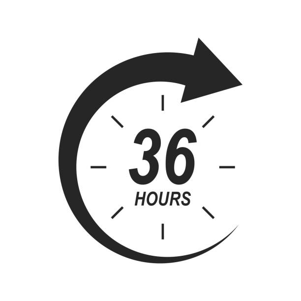 36 hours icon with round arrow. Shipping delivery symbol. Special offer sign. Discount pictogram. Customer service label. Vector graphic illustration 36 hours icon with round arrow. Shipping delivery symbol. Special offer sign. Discount pictogram. Customer service label. Vector graphic illustration. Number 36 stock illustrations