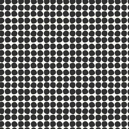 Seamless pattern with hand drawn ornameny in style constructivism. Black and white, monochrome, graphic polka dot. For wrapping paper, home decor other design projects