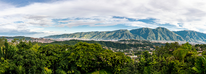 Latin America places video series: Panoramic high angle view of Caracas city valley with El Avila Mountain at the background. 50 Mpix resolution of multiple composite images.