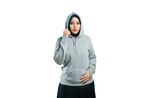 asian muslim woman wearing casual outfit on isolated background