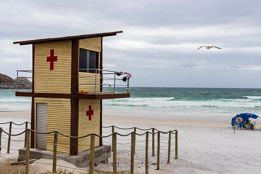 Arraial do Cabo, Rio de Janeiro, Brazil - September 23, 2022: Lifeguard Cabin in the beach.