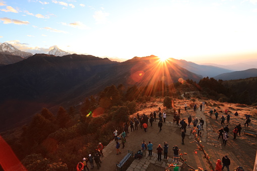Poonhill peak view in poon hill trekking ciricle, one of destination in hiking way