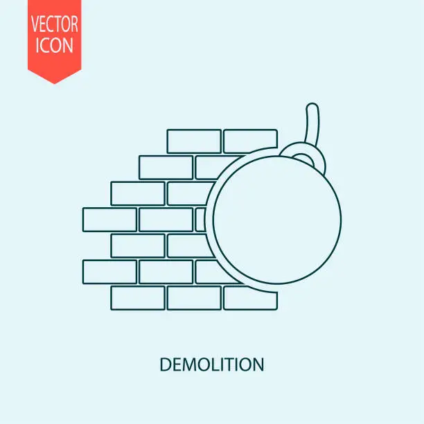 Vector illustration of Hand drawn destruction icon, demolition design vector flat vector illustration