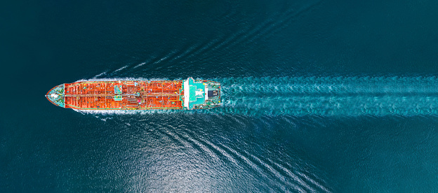 Aerial View Cargo Ship Waiting to Enter the Port