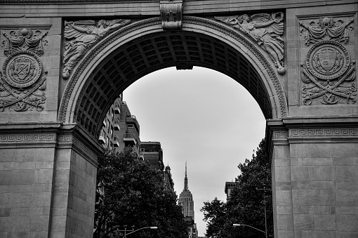 The Washington Square Arch, officially the Washington Arch, is a marble memorial arch in Washington Square Park, in the Greenwich Village neighborhood of Lower Manhattan, New York City.