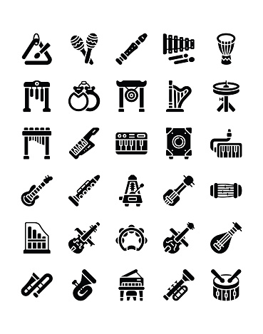 Musical Instrument  Icon Set 30 isolated on white background