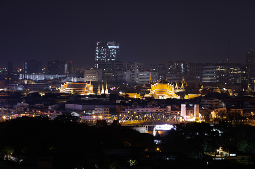 Night view cityscape in Bangkok, Thailand