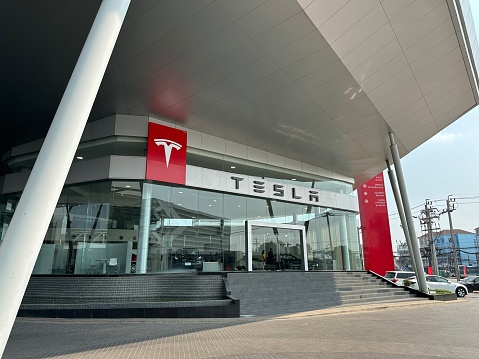 Tesla car showroom in Bangkok, Thailand - 14 January 2024.