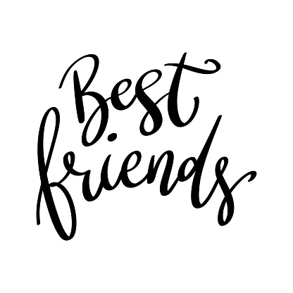 Bestfriens Lettering Best Friends Lettering Phrase Isolated On White Background Vector ...