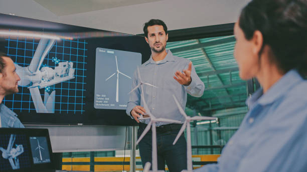 istock Engineer Team Meeting of Sustainable Energy Project, solar panel project, power innovation 1933986313