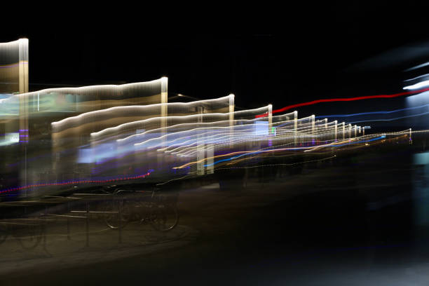 Aschaffenburg, Germany, January 13, 2024, Intentional camera movement (ICM) of street lights.