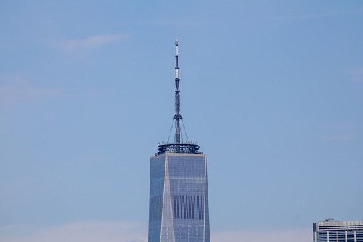 Nyc, United States – December 25, 2023: The top of One World Trade Center located in New York City.
