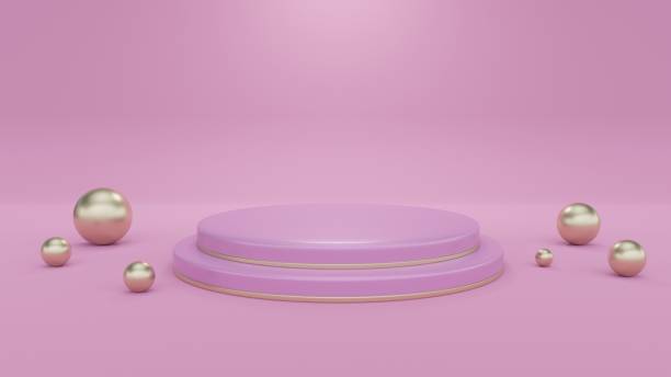 istock Pink studio background with podium. Scene with platform and stage for cosmetic and jewelry product. Pastel colored render 3D banner. 1934083303