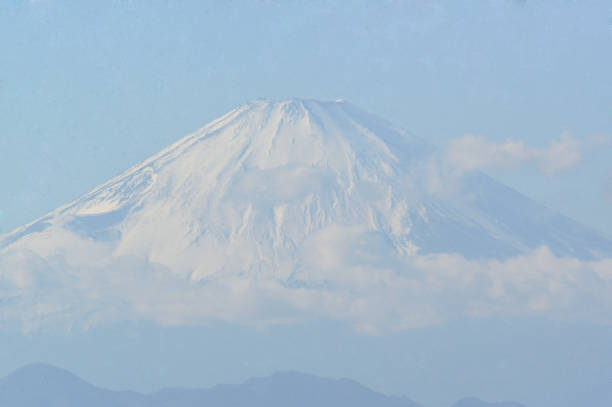 Kanagawa Prefecture, Japan. View of Mt. Fuji in winter, the world-famous mountain that represents Japan, from the Shonan coast.