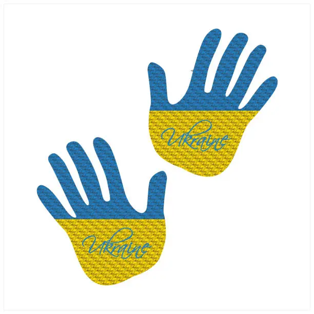 Vector illustration of ukraine flag hand vector