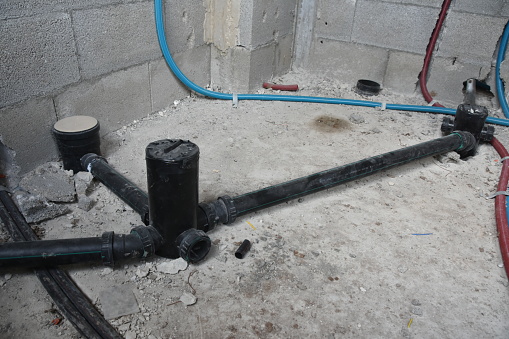 Preparation for drainage piping in a new house