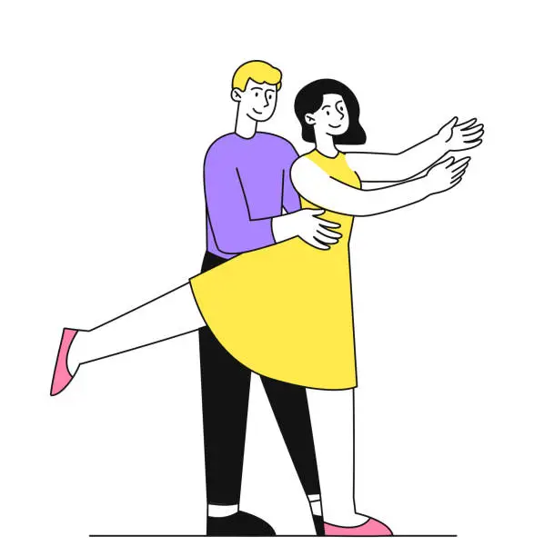 Vector illustration of Dancing couple vector doodle concept