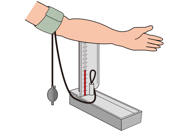illustrations, cliparts, dessins animés et icônes de mesure de la pression artérielle à l’aide d’un tensiomètre - hypertensive blood pressure gauge mercury physical pressure