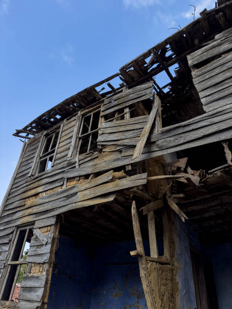 istock Destroyed wooden house, old and ruin. 1934209349