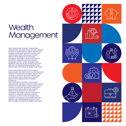 Wealth Management Related Design with Line Icons. Simple Outline Symbol Icons. Finance, Income, Money, Savings, Assets.