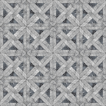 Gray white bright vintage retro geometric square mosaic flower leaf motif cement concrete seamless tiles texture background