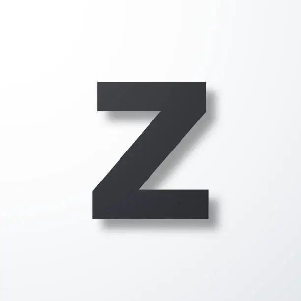 Vector illustration of Letter z. Icon with shadow on white background