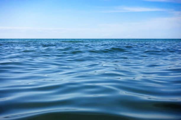 istock calm sea. Blue sea and blue sky background with copy space for your text. 1934242339