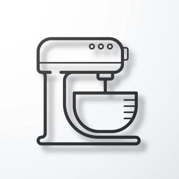 Vector illustration of Stand mixer. Line icon with shadow on white background