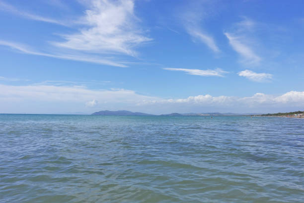 calm sea. Blue sea and blue sky background with copy space for your text.