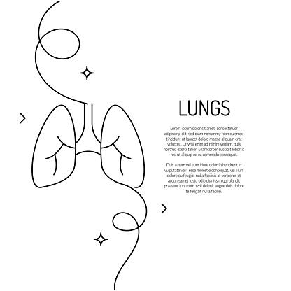 Continuous Line Drawing of Lungs Icon. Hand Drawn Symbol Vector Illustration.