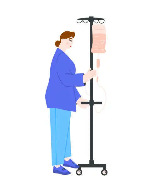 Vector illustration of Woman with intravenous drip