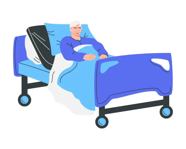 Vector illustration of Hospitalized elderly man