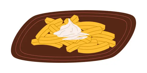 Vector illustration of frites traditional food belgium made from potato and fried eaten with mayonnaise delicious snack fast food
