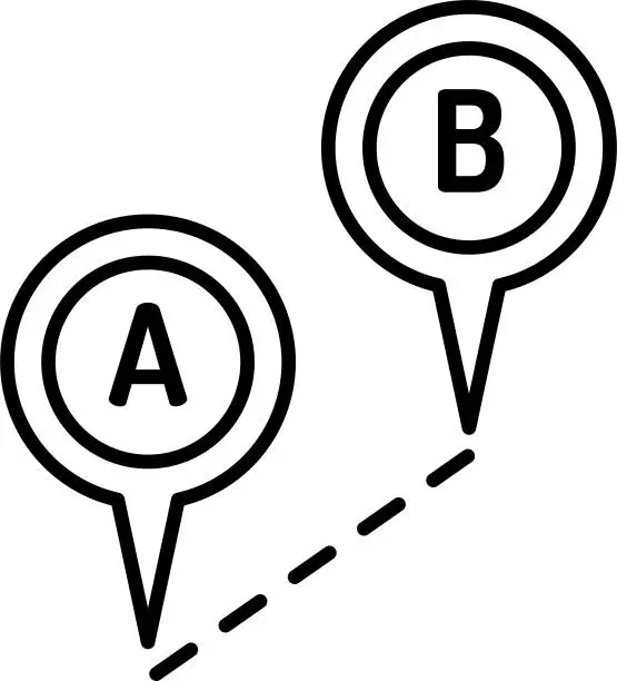 Vector illustration of A to B Outline vector illustration icon