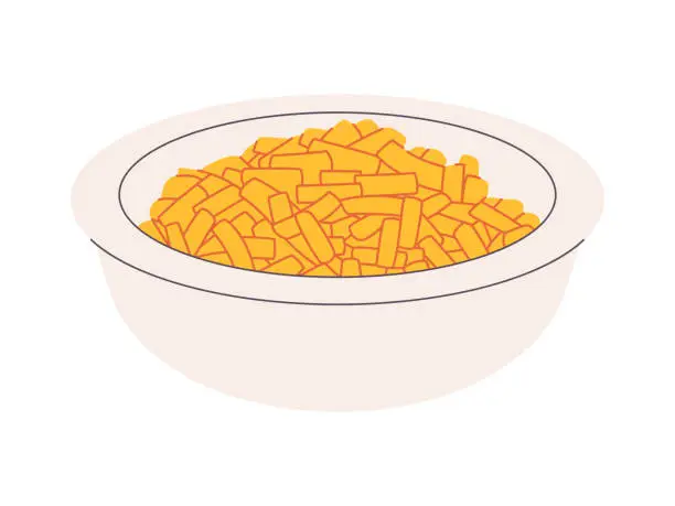 Vector illustration of kraft dinner made from macaroni and cheese creamy pasta easy food delicious meal