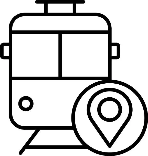 Vector illustration of Train location Outline vector illustration icon