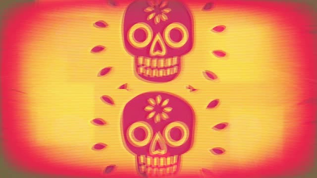 Mexican style human skull animated