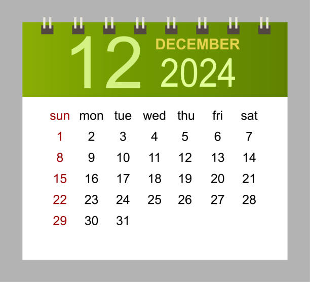 illustrazioni stock, clip art, cartoni animati e icone di tendenza di december 2024. vector monthly calendar template 2024 year in simple style for template design. - getting the mail