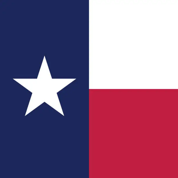 Vector illustration of Texas flag. Flag icon. Standard color. A square flag. Computer illustration. Digital illustration. Vector illustration.