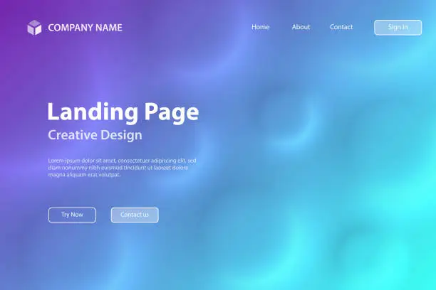 Vector illustration of Landing page Template - Abstract background with circles and Blue gradient