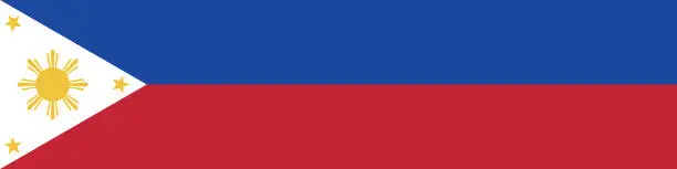 Vector illustration of Philippines flag. Flag icon. Standard color. A long banner. Rectangle icon. Computer illustration. Digital illustration. Vector illustration.