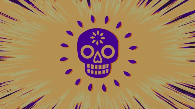 Mexican style human skull animated