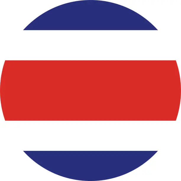 Vector illustration of Costa Rica circle flag. Button flag icon. Standard color. Circle icon flag. Computer illustration. Digital illustration. Vector illustration.