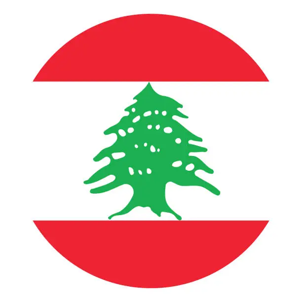 Vector illustration of Lebanon flag. Flag icon. Standard color. Round flag. Computer illustration. Digital illustration. Vector illustration.