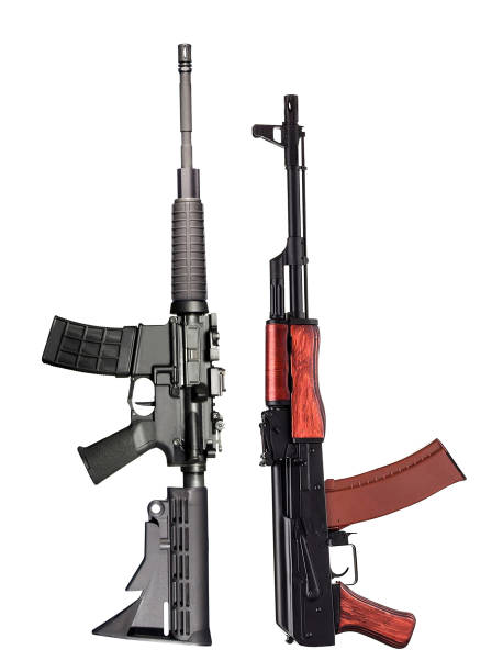 ak47 and m16 isolated on white background