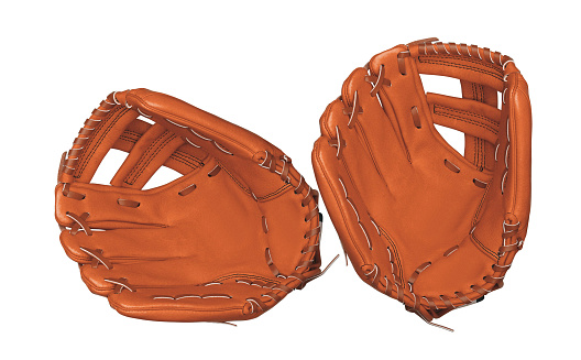 leather baseball gloves isolated on white background