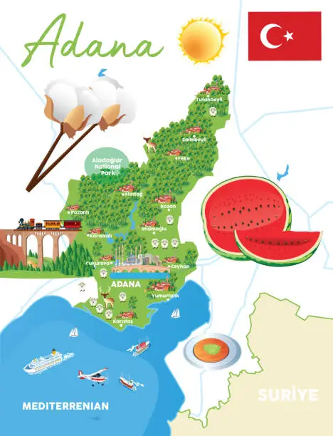 Vector illustration of Adana Travel Map